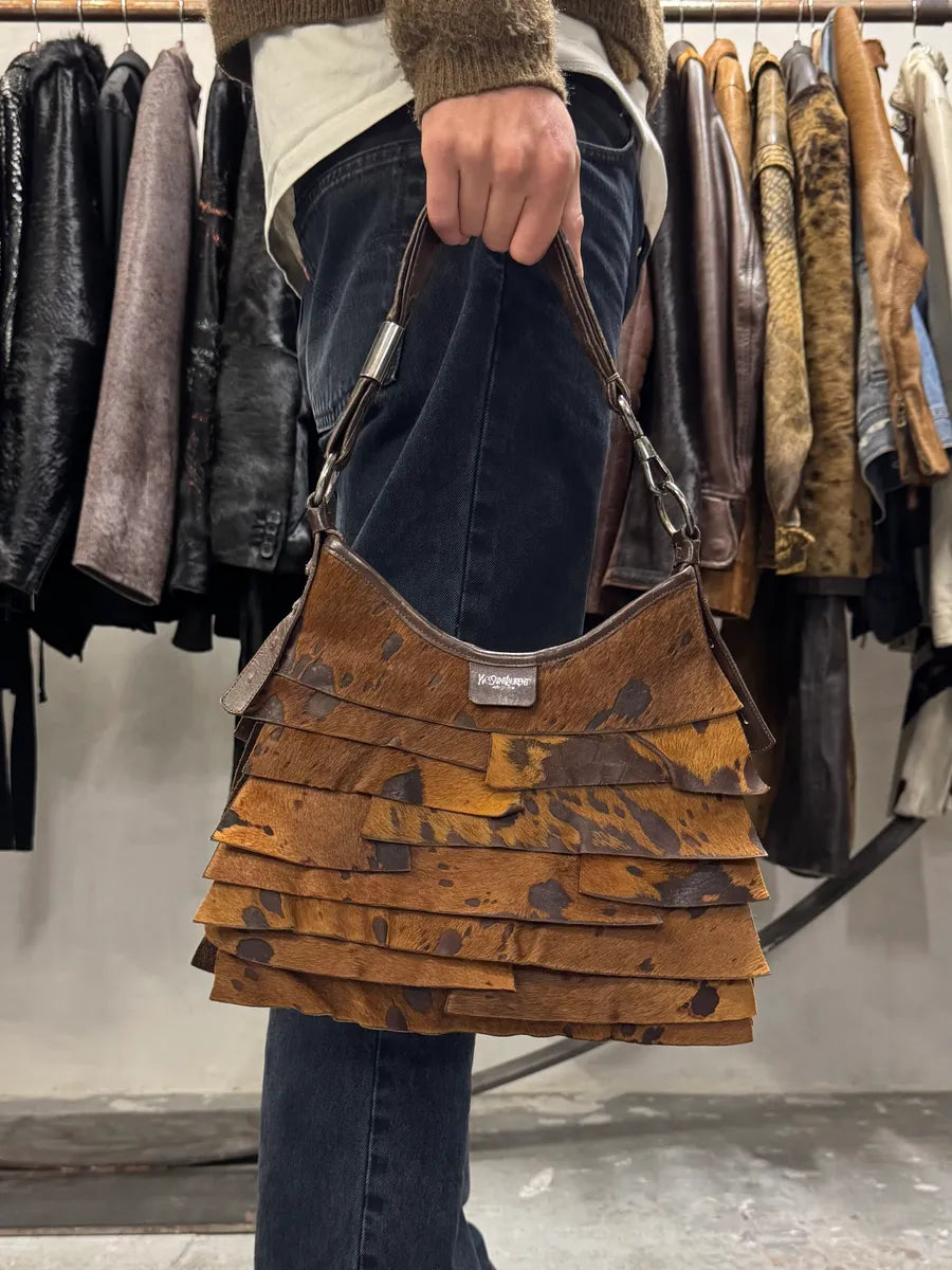 Yves Saint Laurent Saint Tropez Pony Hair Cow Brown Leather Handle Bag (OS) WdTDiQa 3