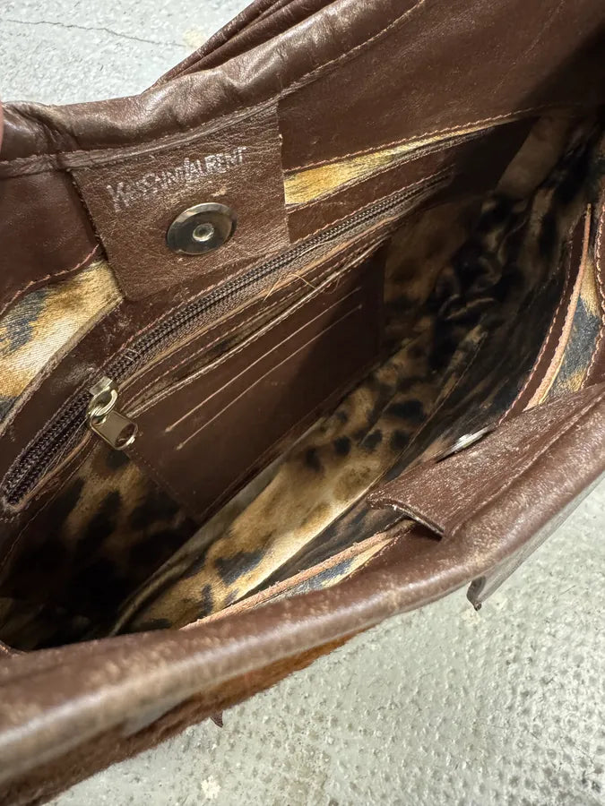 Yves Saint Laurent Saint Tropez Pony Hair Cow Brown Leather Handle Bag (OS) WdTDiQa 8