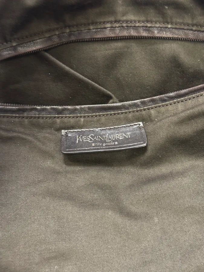 Yves Saint Laurent Shiny Olive Leather Handle Bag VBinmKr 10