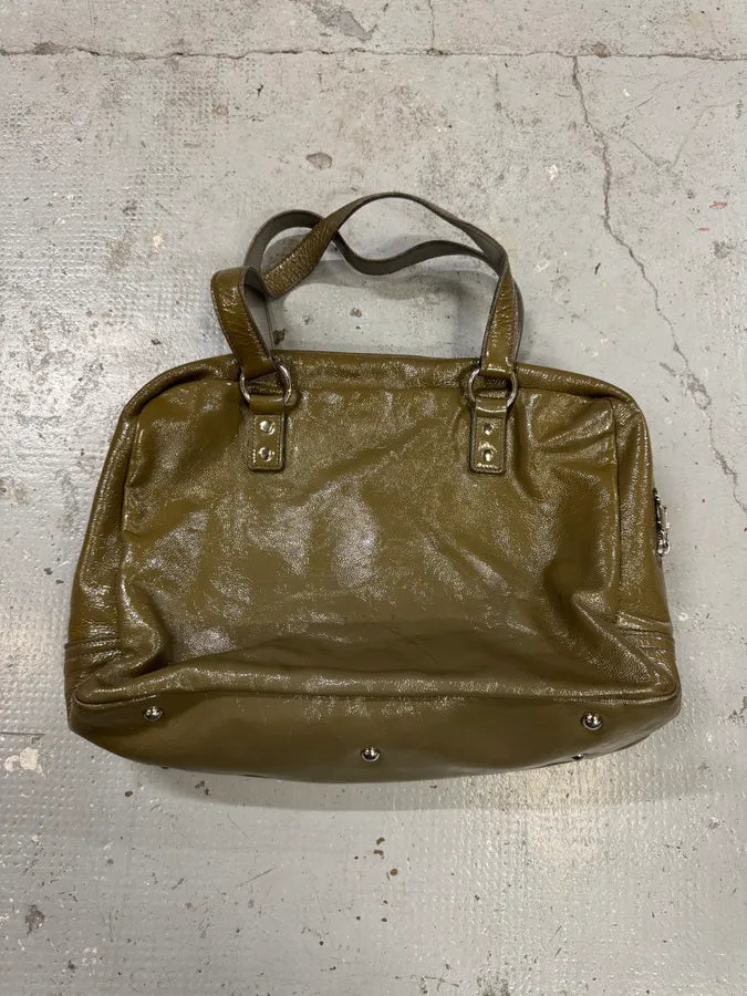 Yves Saint Laurent Shiny Olive Leather Handle Bag VBinmKr 3