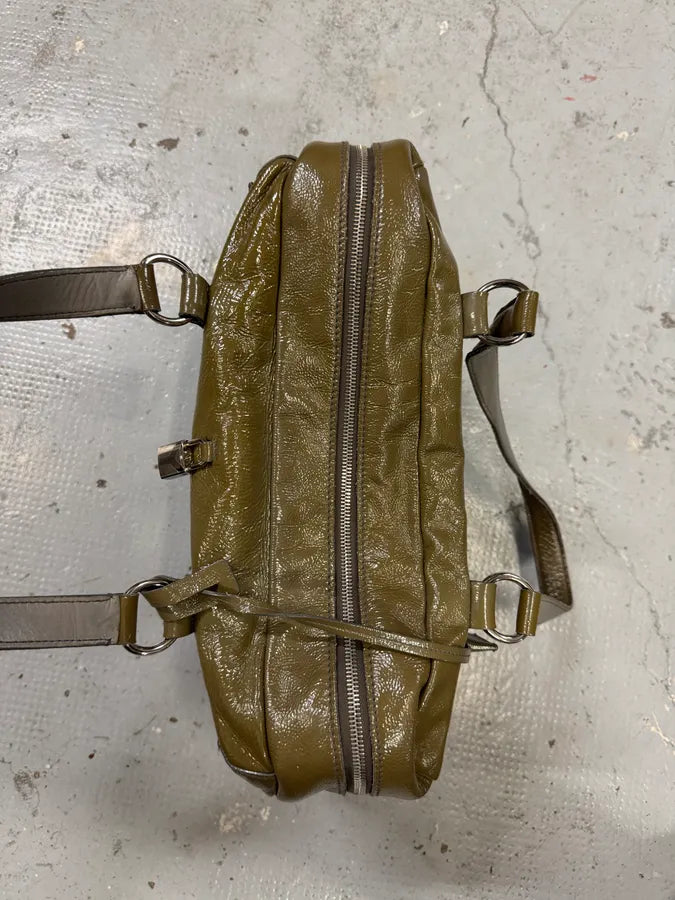 Yves Saint Laurent Shiny Olive Leather Handle Bag VBinmKr 4