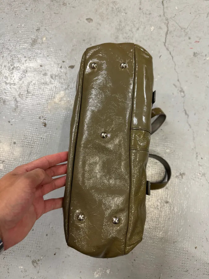 Yves Saint Laurent Shiny Olive Leather Handle Bag VBinmKr 5