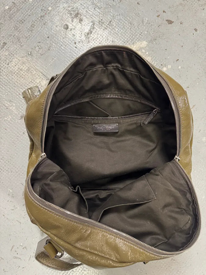 Yves Saint Laurent Shiny Olive Leather Handle Bag VBinmKr 7