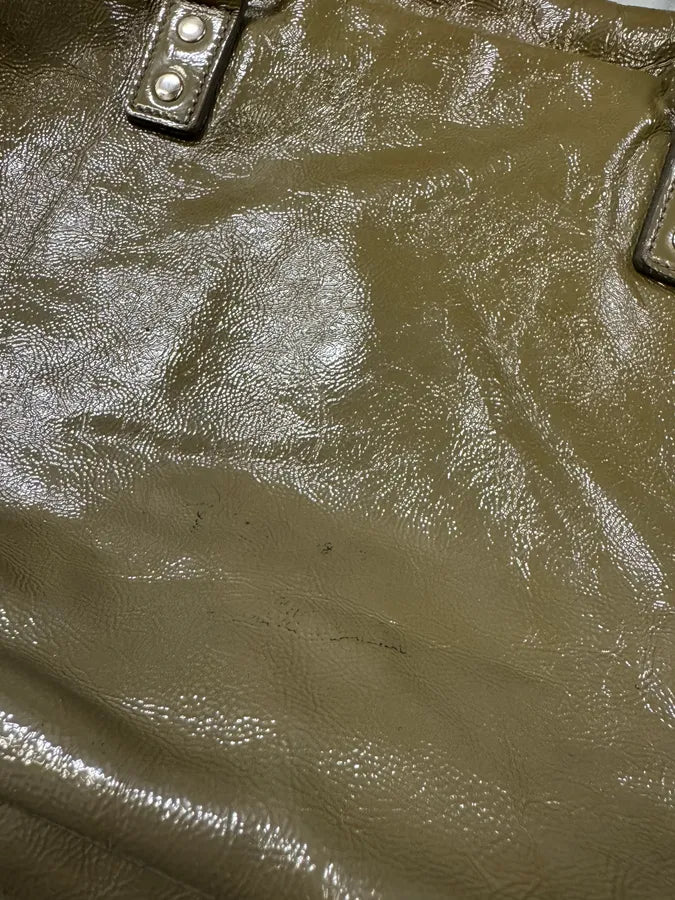 Yves Saint Laurent Shiny Olive Leather Handle Bag VBinmKr 9