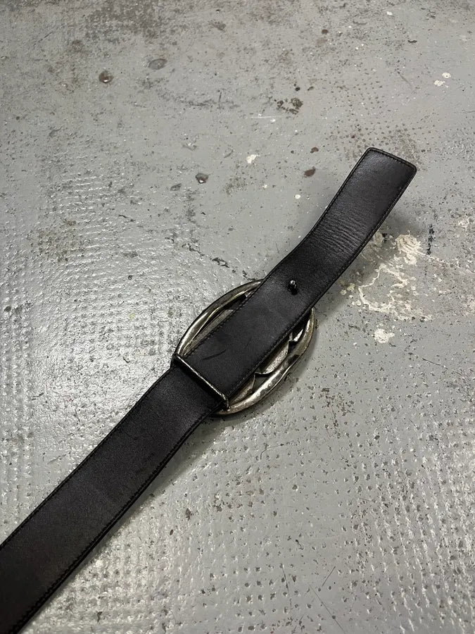 Yves Saint Laurent Silver Buckle Black Leather Belt GOHnSbD 4