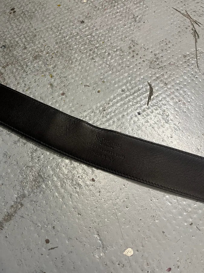 Yves Saint Laurent Silver Buckle Black Leather Belt GOHnSbD 5