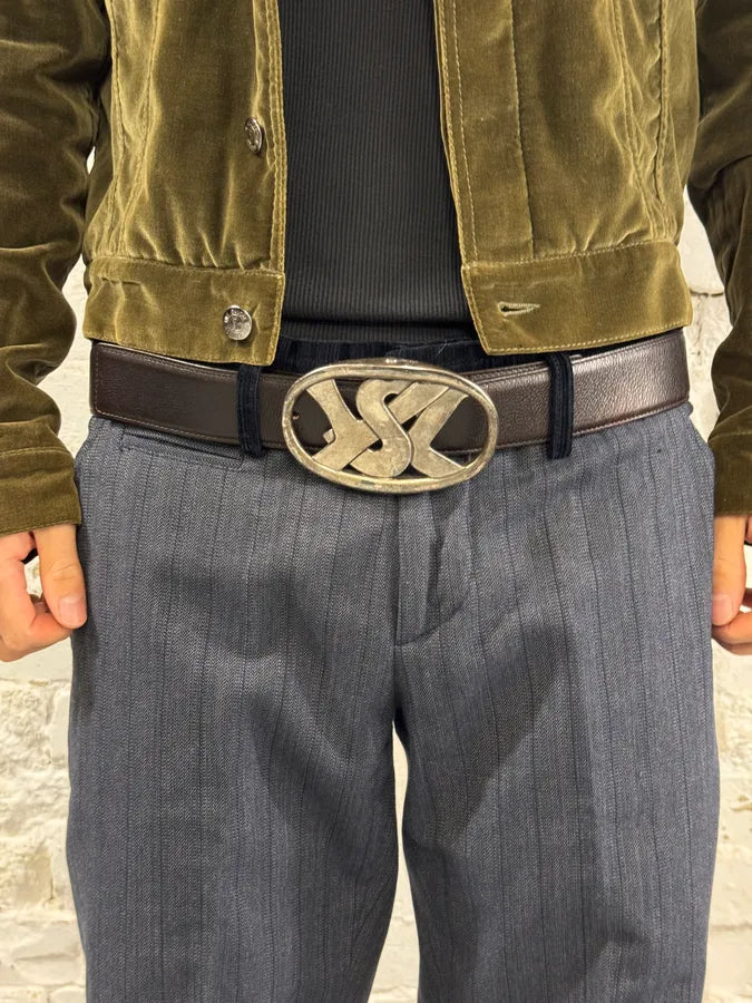 Yves Saint Laurent Silver Buckle Black Leather Belt GOHnSbD 6