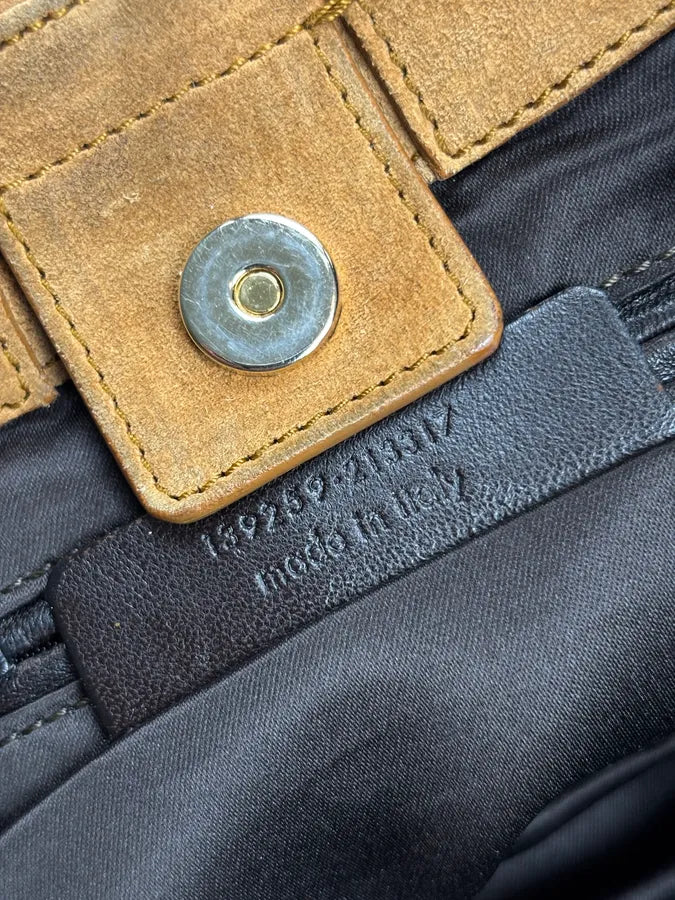 2000s Yves Saint Laurent Tan Nubuck Ring-Detail Shoulder Bag NNawMko 11