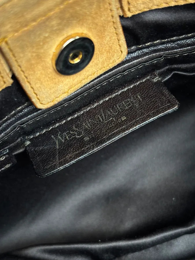2000s Yves Saint Laurent Tan Nubuck Ring-Detail Shoulder Bag NNawMko 10