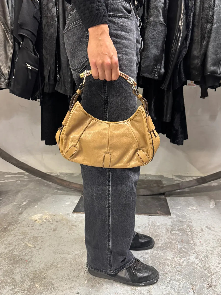 Yves Saint Laurent Tom Ford Mombasa Beige Leather Metal Handle Bag (OS) XeSjYIe 1