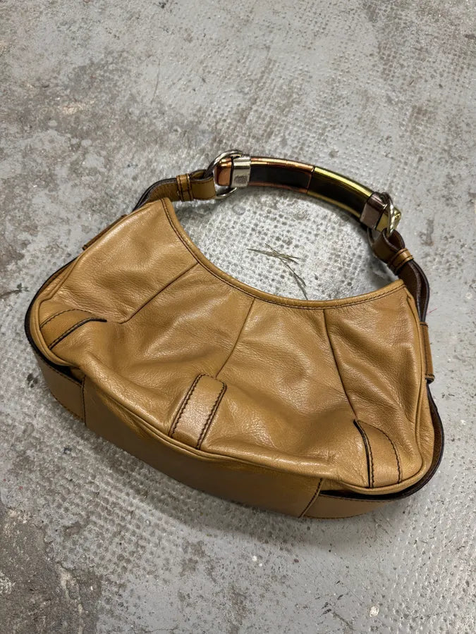 Yves Saint Laurent Tom Ford Mombasa Beige Leather Metal Handle Bag Yves Saint Laurent Tom Ford Mombasa Beige Leather Metal Handle Bag
