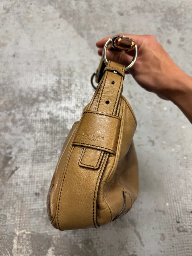 Yves Saint Laurent Tom Ford Mombasa Beige Leather Metal Handle Bag (OS) XeSjYIe 4