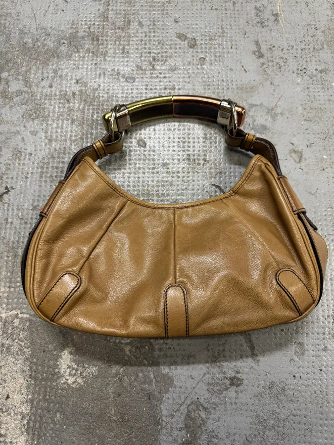 Yves Saint Laurent Tom Ford Mombasa Beige Leather Metal Handle Bag (OS) XeSjYIe 5