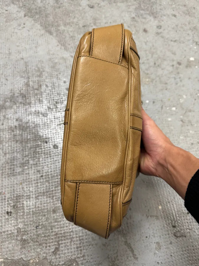 Yves Saint Laurent Tom Ford Mombasa Beige Leather Metal Handle Bag (OS) XeSjYIe 6