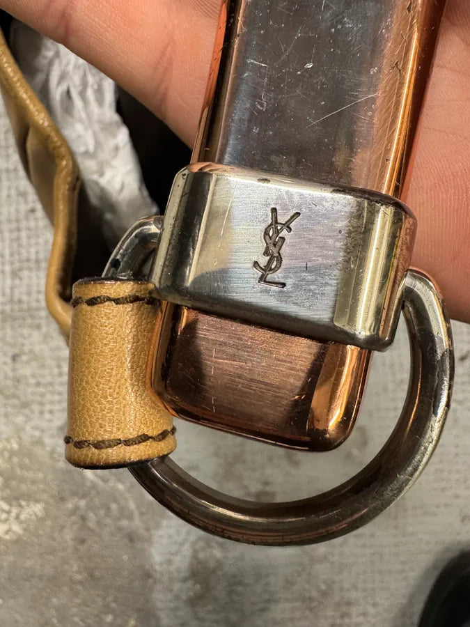 Yves Saint Laurent Tom Ford Mombasa Beige Leather Metal Handle Bag (OS) XeSjYIe 7