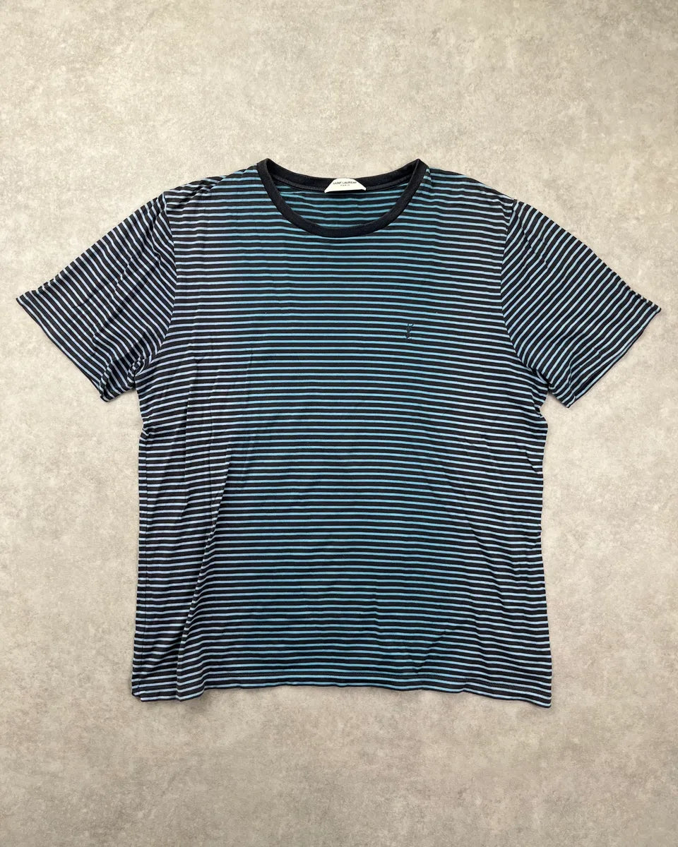 Yves Saint Laurent Turquoise & Navy Stripped T-shirt OGRStNE 0