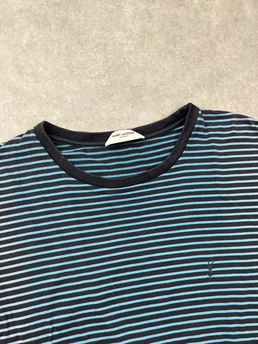 Yves Saint Laurent Turquoise & Navy Stripped T-shirt OGRStNE 4