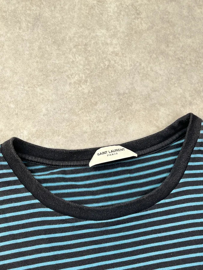 Yves Saint Laurent Turquoise & Navy Stripped T-shirt OGRStNE 6
