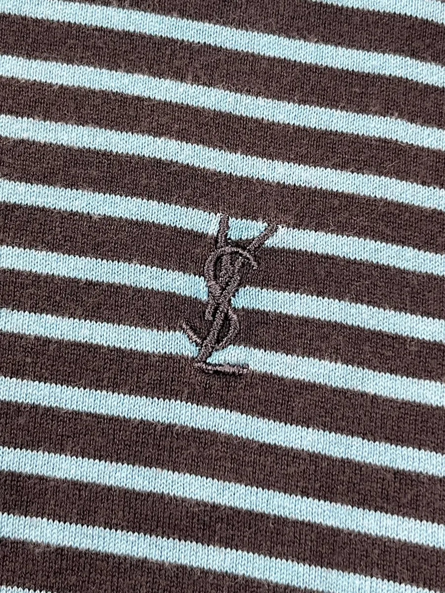 Yves Saint Laurent Turquoise & Navy Stripped T-shirt OGRStNE 7