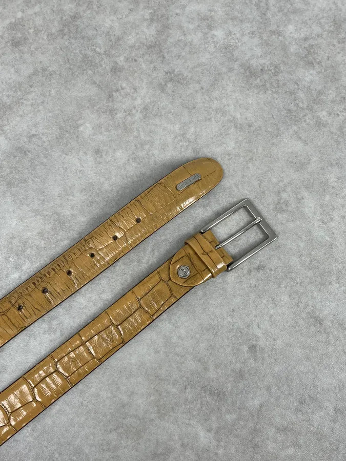 Yves Saint Laurent Camel Crocodile Effect Leather Belt ifGxoSP 3