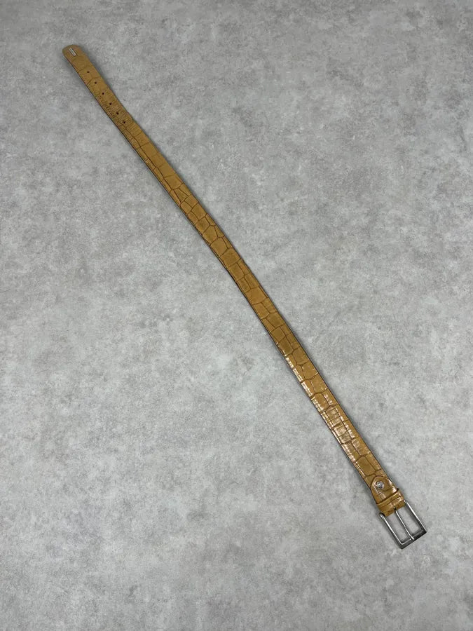 Yves Saint Laurent Camel Crocodile Effect Leather Belt ifGxoSP 7