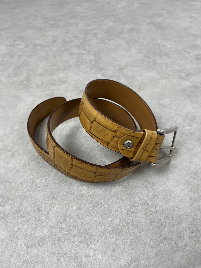 Yves Saint Laurent Camel Crocodile Effect Leather Belt ifGxoSP 2