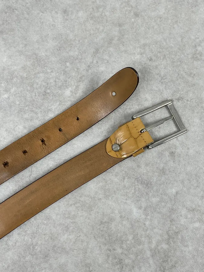 Yves Saint Laurent Camel Crocodile Effect Leather Belt ifGxoSP 4