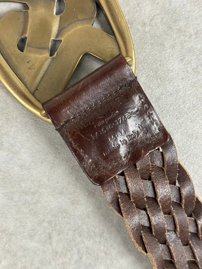 AW2003 Yves Saint Laurent YSL Brown Woven Leather Braided Belt WbirZIv 6