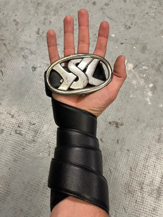 Yves Saint Laurent YSL Graffiti Black Leather Belt (OS) bfafsyi 0