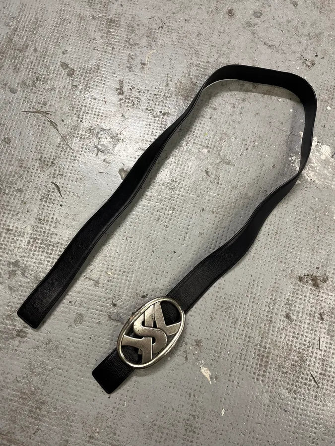 Yves Saint Laurent YSL Graffiti Black Leather Belt (OS) bfafsyi 4