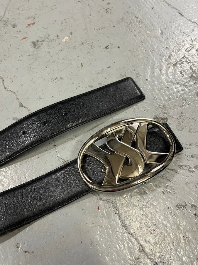 Yves Saint Laurent YSL Logo Black Leather Belt foJpOcL 4