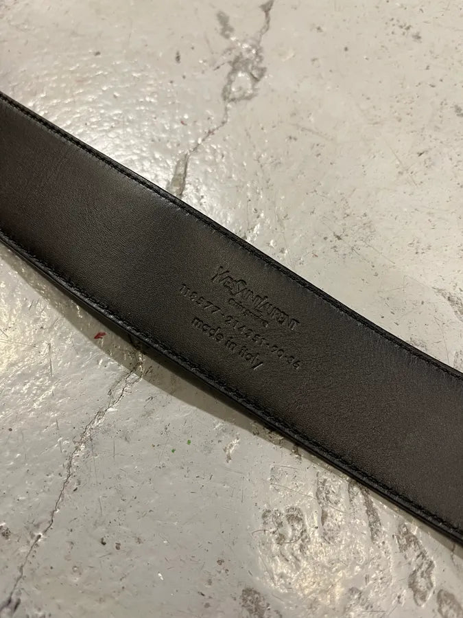 Yves Saint Laurent YSL Logo Black Leather Belt foJpOcL 8