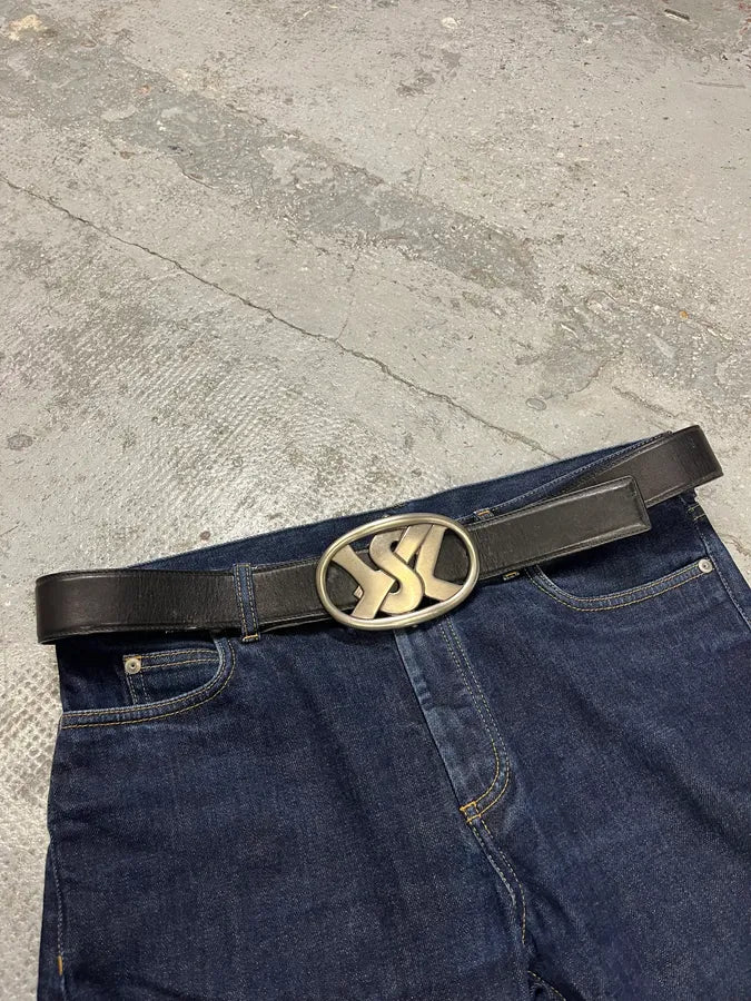 Yves Saint Laurent YSL Logo Black Leather Belt kjzfQcz 1