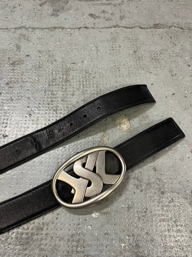 Yves Saint Laurent YSL Logo Black Leather Belt kjzfQcz 3