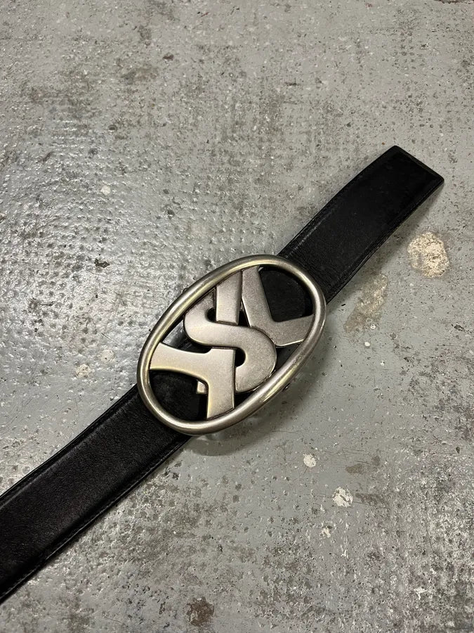 Yves Saint Laurent YSL Logo Black Leather Belt kjzfQcz 4