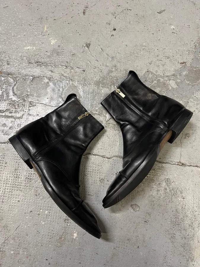 Yves Saint Laurent Zip Black Leather Boots (42.5eu/us9) XQrmiLp 1