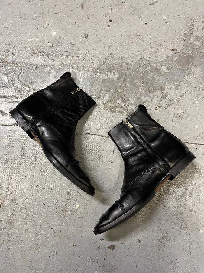 Yves Saint Laurent Zip Black Leather Boots – Dolce Vita Hub