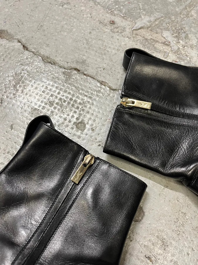 Yves Saint Laurent Zip Black Leather Boots (42.5eu/us9) XQrmiLp 3