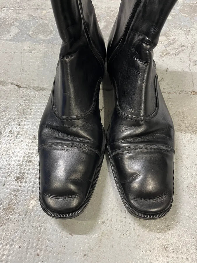 Yves Saint Laurent Zip Black Leather Boots (42.5eu/us9) XQrmiLp 4