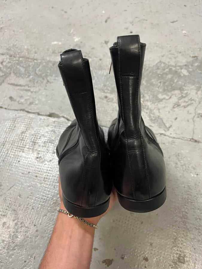 Yves Saint Laurent Zip Black Leather Boots (42.5eu/us9) XQrmiLp 5