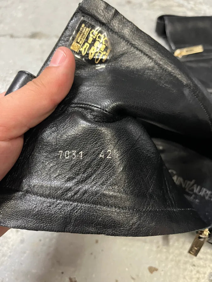 Yves Saint Laurent Zip Black Leather Boots (42.5eu/us9) XQrmiLp 8