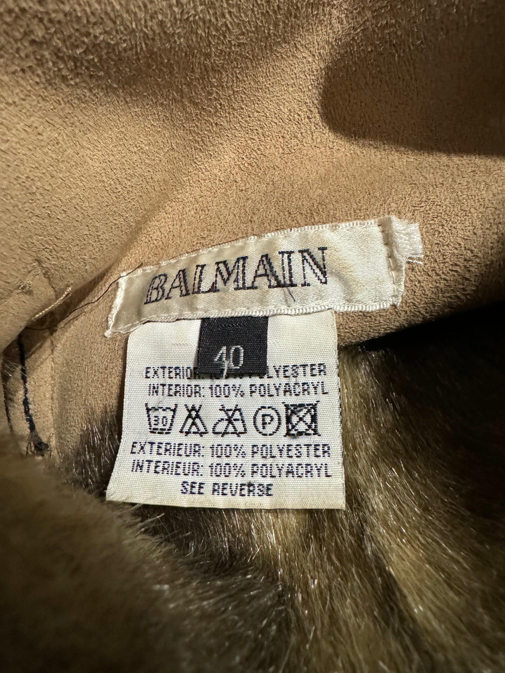 1990s Balmain Faux Fur Reversible Jacket  (S/M) - 7