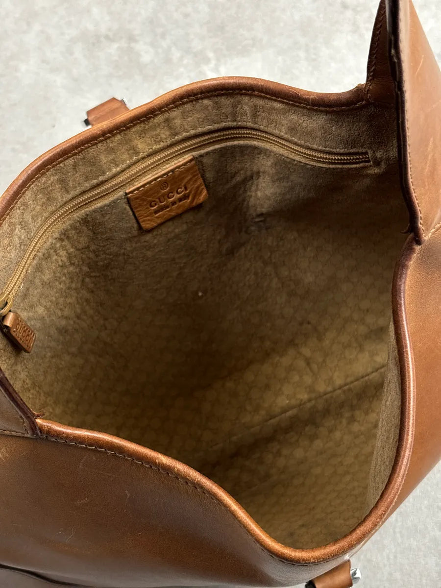 2000s Gucci Tan Leather Jackie Lock Hobo Shoulder Bag yxpwErLr 15