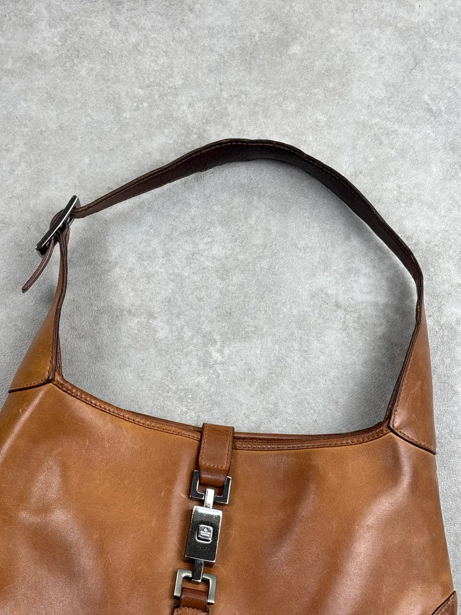 2000s Gucci Tan Leather Jackie Lock Hobo Shoulder Bag yxpwErLr 4