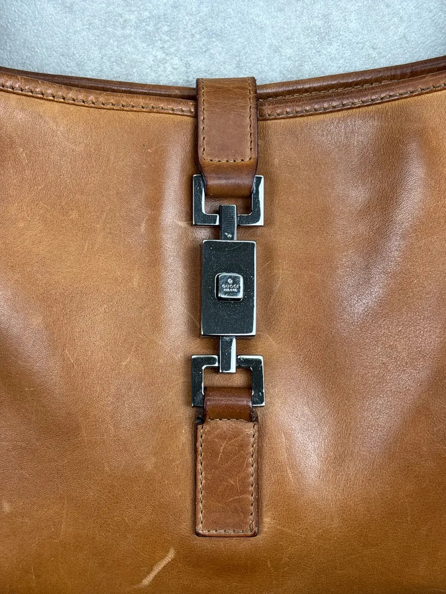 2000s Gucci Tan Leather Jackie Lock Hobo Shoulder Bag yxpwErLr 5