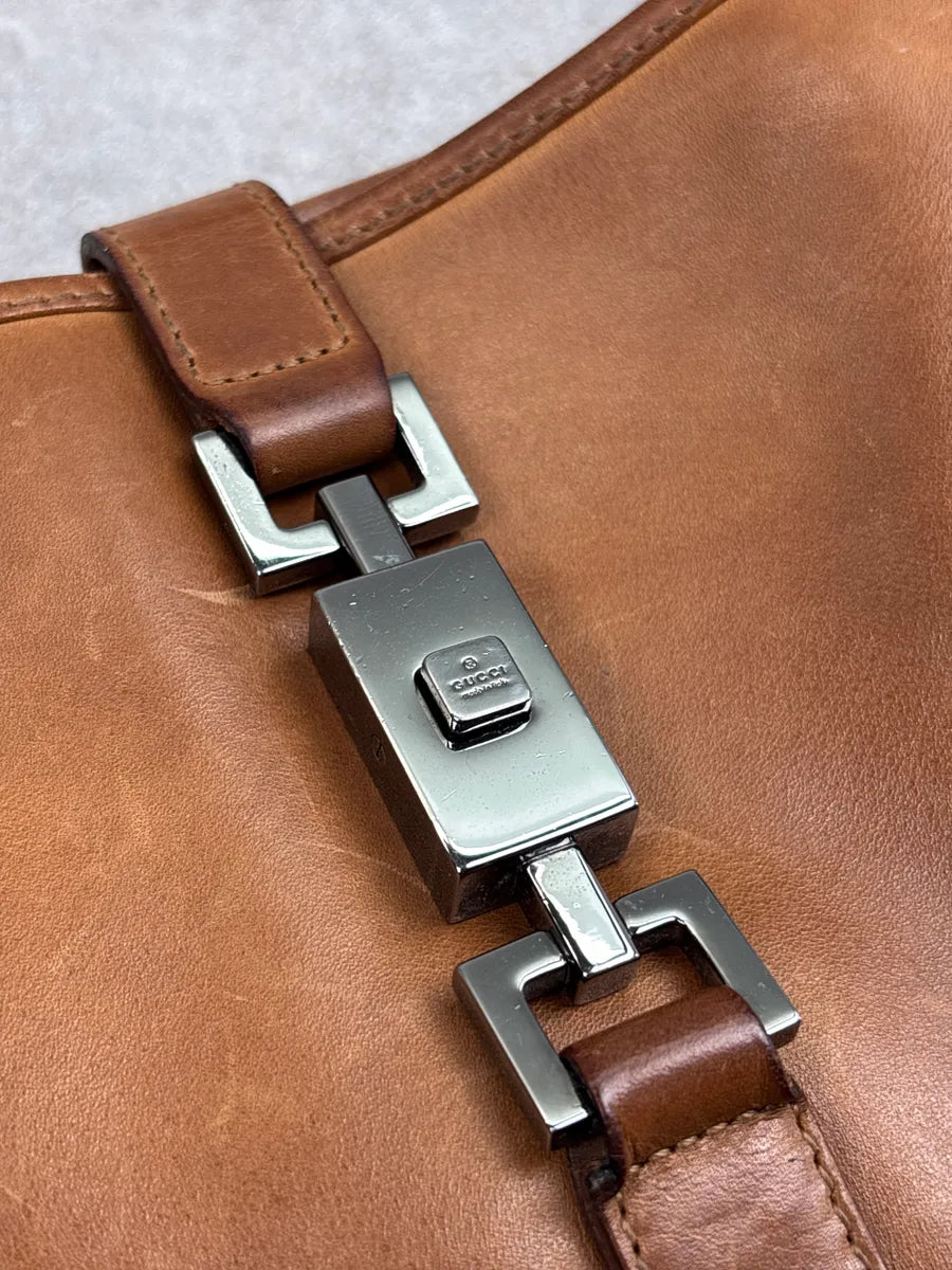2000s Gucci Tan Leather Jackie Lock Hobo Shoulder Bag yxpwErLr 6