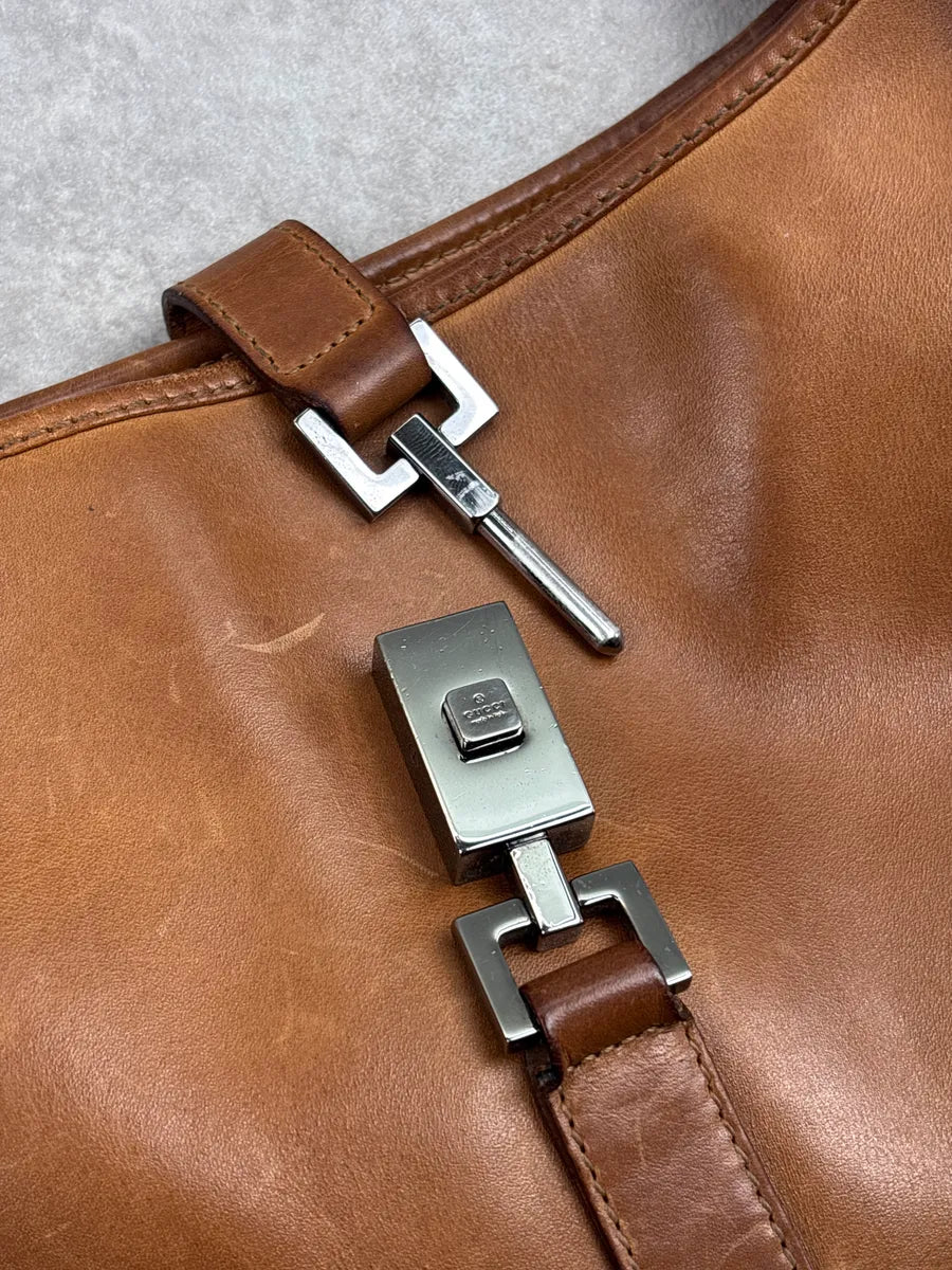 2000s Gucci Tan Leather Jackie Lock Hobo Shoulder Bag yxpwErLr 7
