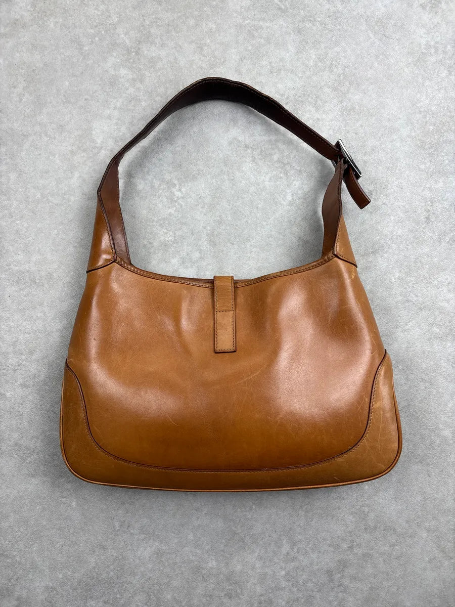2000s Gucci Tan Leather Jackie Lock Hobo Shoulder Bag yxpwErLr 3