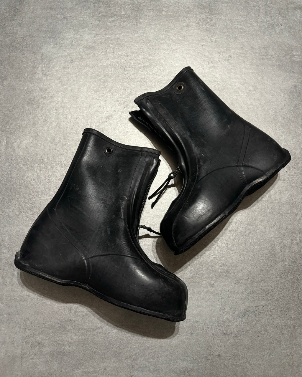 1980s Combat Waterproof Protection Front Zip Shoes Covers Black Boots (45) - 7