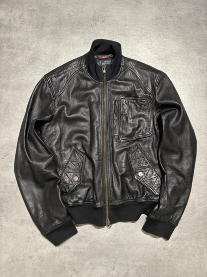 2000s Armani Black Utility Premium Biker Leather Jacket (L) - 4